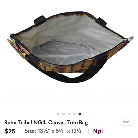 NGIL NWT Boho Canvas Tote Bag - Picture 2 of 3
